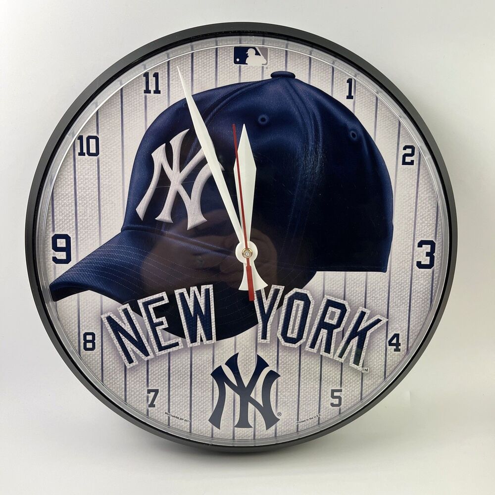 New York Yankees MLB Baseball 12.5” Wall Clock Works - Below: